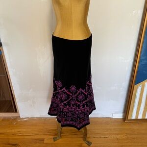 Lafayette 148 Black Skirt with Purple Floral Embroidery